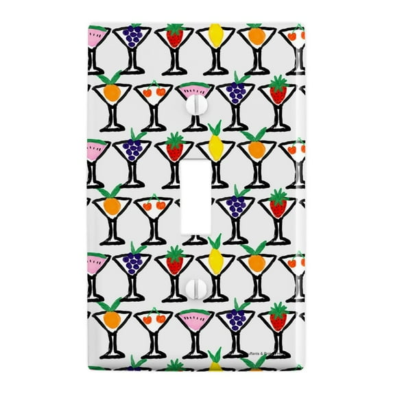 Fruit Cocktails Happy Hour Drinks Pattern Plastic Wall Decor Toggle Light Switch Plate Cover