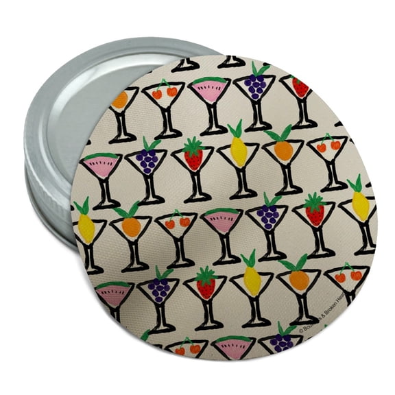 Fruit Cocktails Happy Hour Drinks Pattern Round Rubber Non-Slip Jar Gripper Lid Opener