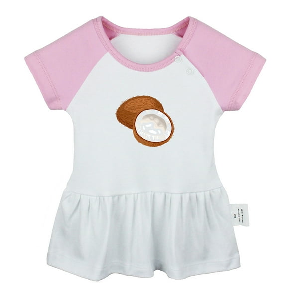 Fruit Coconut Pattern Dresses For Baby, Newborn Babies Skirts, Infant Princess Dress, 0-24M Kids Graphic Clothes (Pink Raglan Dresses, 12-18 Months)