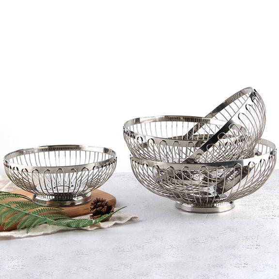 Fruit Container Stainless Steel Round Washing Holder for Restaurant 1Pack