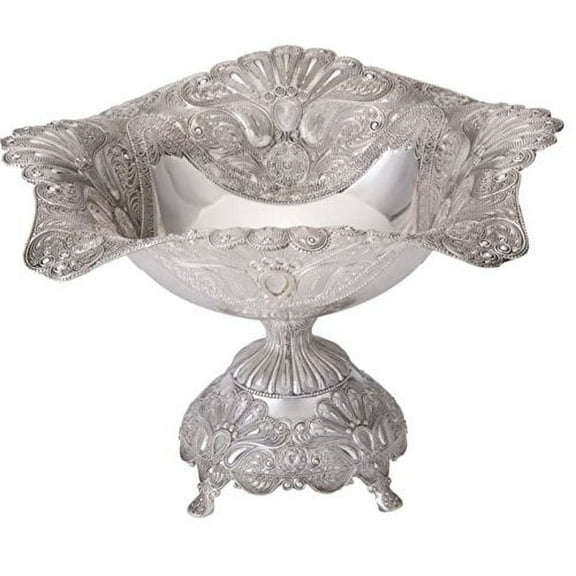 Fruit Cookies Candy Bowl Footed Basket Silver Plated Color Antic Antique pedestal 11" x 11" x 7