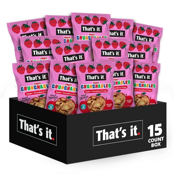 Fruit Crunchables (15 Pack) Apple Crisps healthy snacks for kids, Plant-Based, Non-GMO, Gluten-Free, No Sugar Added - Healthy Snack for lunch box 100% Natural Crunchy Fruit Snack