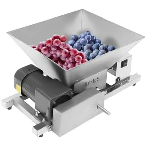 Fruit Crusher, Electric Fruit Grinding Machine 4L/1.06Gal 110V 60W Stainless Steel Commercial Automatic Fruit & Bread Crushing Machine Brown Sugar Grinder for Wine & Cider Making