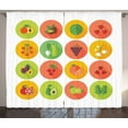 thumbnail image 1 of Fruit Curtains 2 Panels Set, Food Icons Cucumber Avocado Garlic Grape Kale Plum Tangerine Turnip and Strawberries, Window Drapes for Living Room Bedroom, 108W X 90L Inches, Multicolor, by Ambesonne, 1 of 3