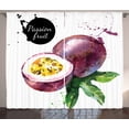 thumbnail image 1 of Ambesonne Fruit Curtains 2 Panel Set, Watercolor Exotic Design, 108" x 63", Purple Green and Black, 1 of 3