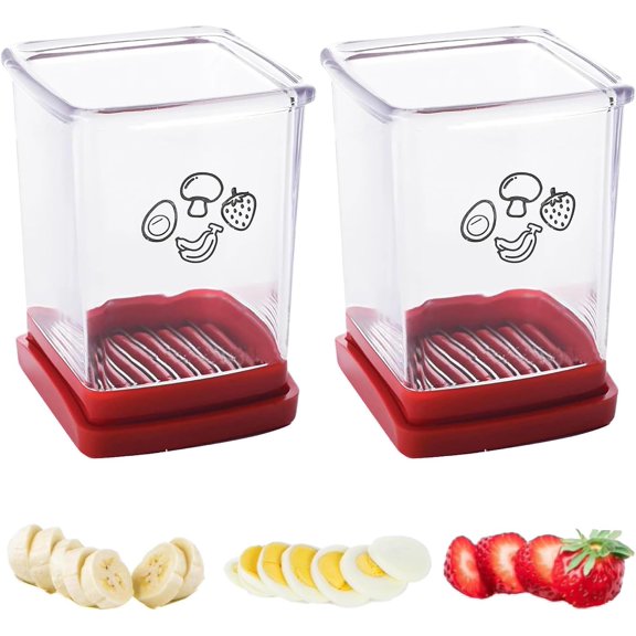 Fruit Cutter and Chopper  Cup Slicer for Strawberry, Grape, Banana, Mushroom, Kitchen Gadget for Fruits and Vegetables, Compact Slicing Tool (2 Packs)