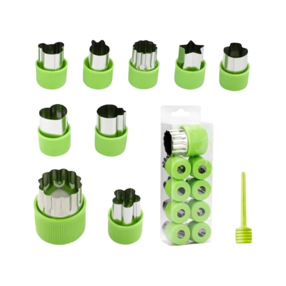 Fruit Cutter,Cookie Cutters,9pcs/Set Mini Cookie Cutters Set for Kids, Stainless Steel Small Sandwich Food Cutter Shapes for Lunch, Fruit, Vegetable, Cheese(Green 2IN)