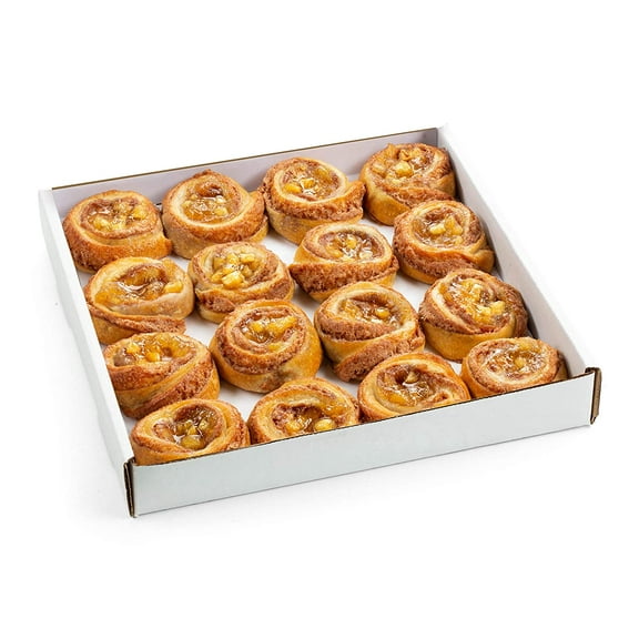 Fruit Danishes | Mini Cinnamon Buns Topped with Apple, Cherry or Blueberry | Delectable Bakery Dessert | Great for Parties & Holidays | 16 Pastries per Tray | 20 oz – Stern’s Bakery (Apple)