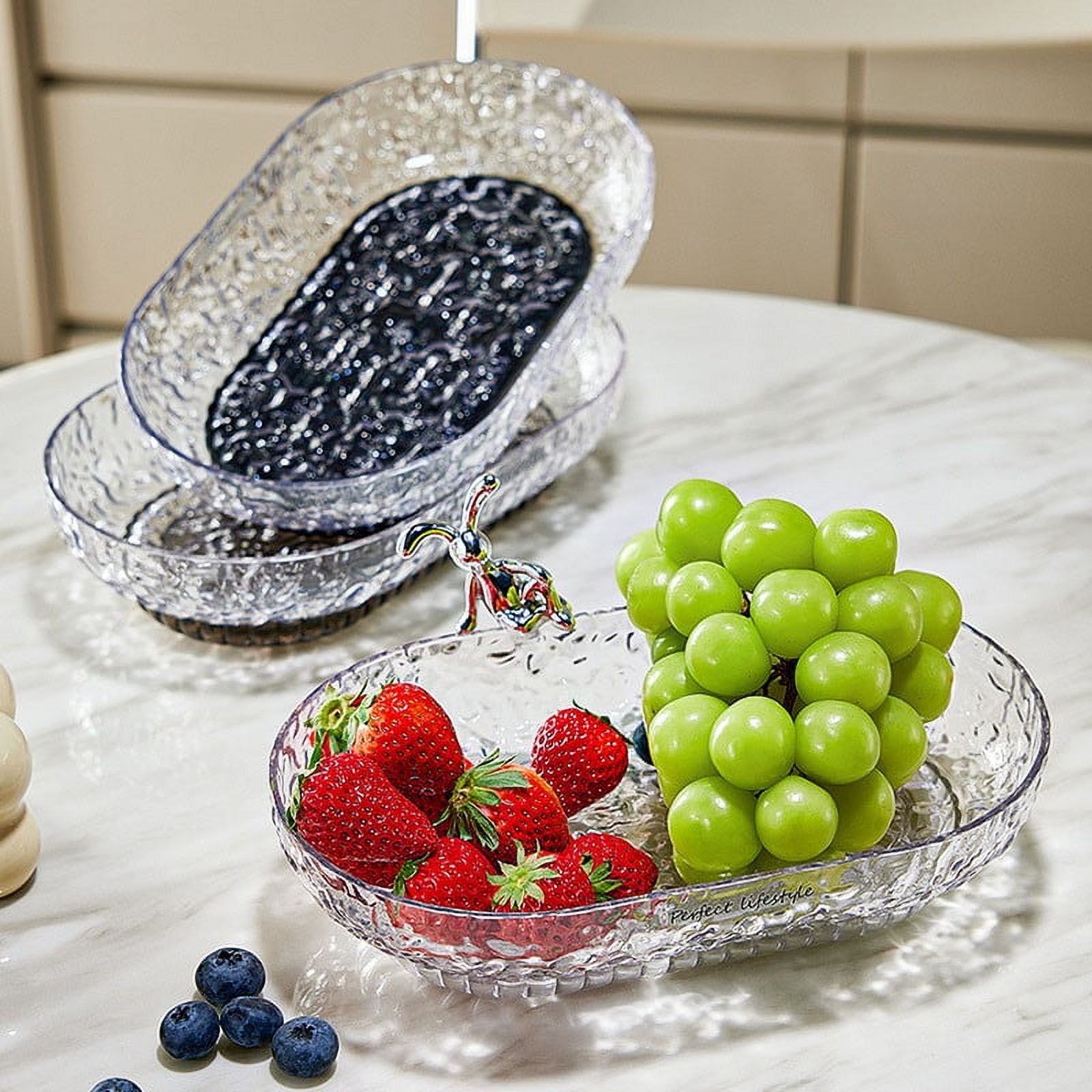 Fruit Decorative Tray, Cosmetic Jewelry Cupcake Tray, Wooden Crystal Tray for Food & Storage, Multi-functional Serving Tray for Home, Kitchen, and Office Decor Xmas Excitement | Plastic, A