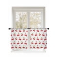 thumbnail image 1 of Fruit Design Sheer Curtains 2 Panels Set Cherry Berry Fruit Summer Green Leaf Lihgt Filtering Rod Pocket Voile Drape, Semi Sheer Window Curtains for Bedroom Living Room, 52"x54", 1 of 5