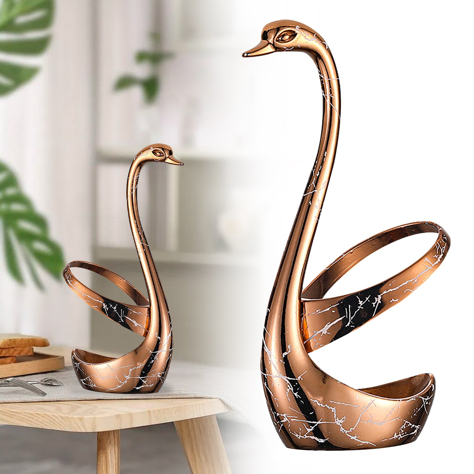 Set 6 Cucchiaini Da Caffè In Acciaio Inox 304 Con Portacucchiai A Forma Di Cigno | Posate Per Dessert, Gelato, Oro 13 Cm | Agatige
