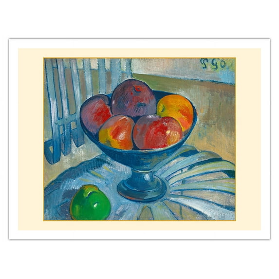 Fruit Dish on a Garden Chair - Still Life - From an Original Color Painting by Paul Gauguin c.1890 - Fine Art Matte Paper Print (Unframed) 20x26in