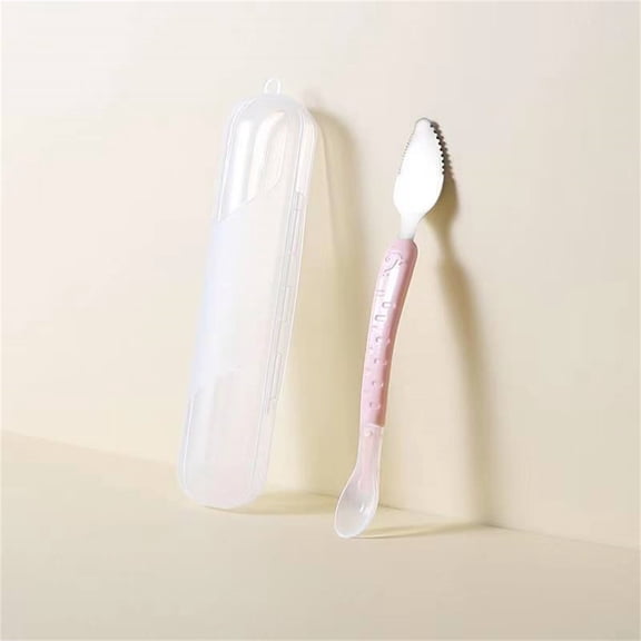 Fruit Double Headed Scraper Spoon - 304 Stainless Steel Baby Food Spoon with Soft Silicone Head | Gentle on Gums, Ergonomic Dual-Ended Spoon for Purees & Yogurt, Easy Clean