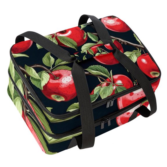 Fruit Double Layered Insulated Lunch Bag with Two Compartments, Large Capacity, and Hand Carry - 7.1x11.4x16.1 Inches