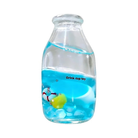 Fruit Drink Cup Squishy Fidget Toy Transparent Liquid Gel Water Bottle Squeeze Sensory Toy with Floating Fruit Soft Silicone Stress Relief Anxiety Toy for Kids Adults