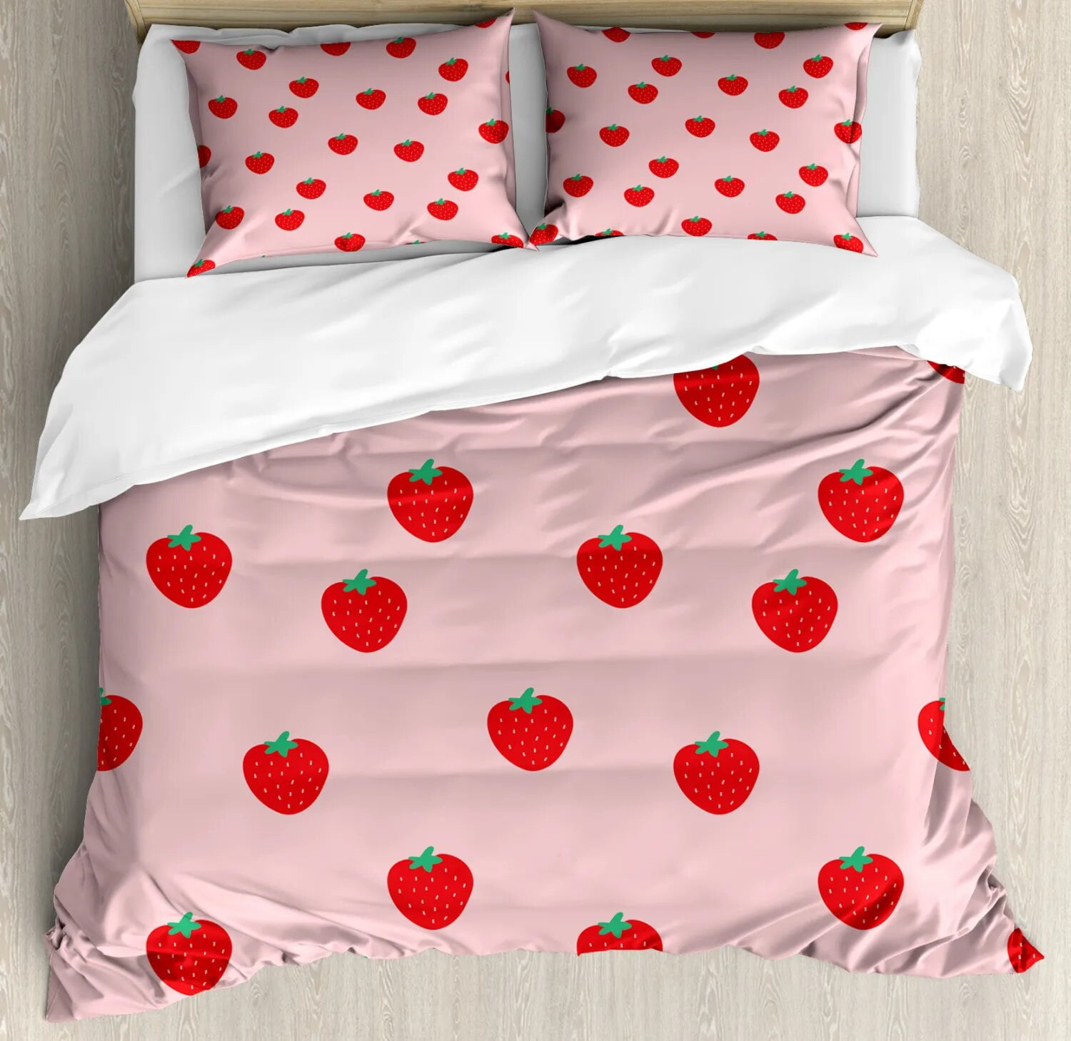 Fruit Duvet Cover King//Full Size Summer Strawberry Fruits Quilt