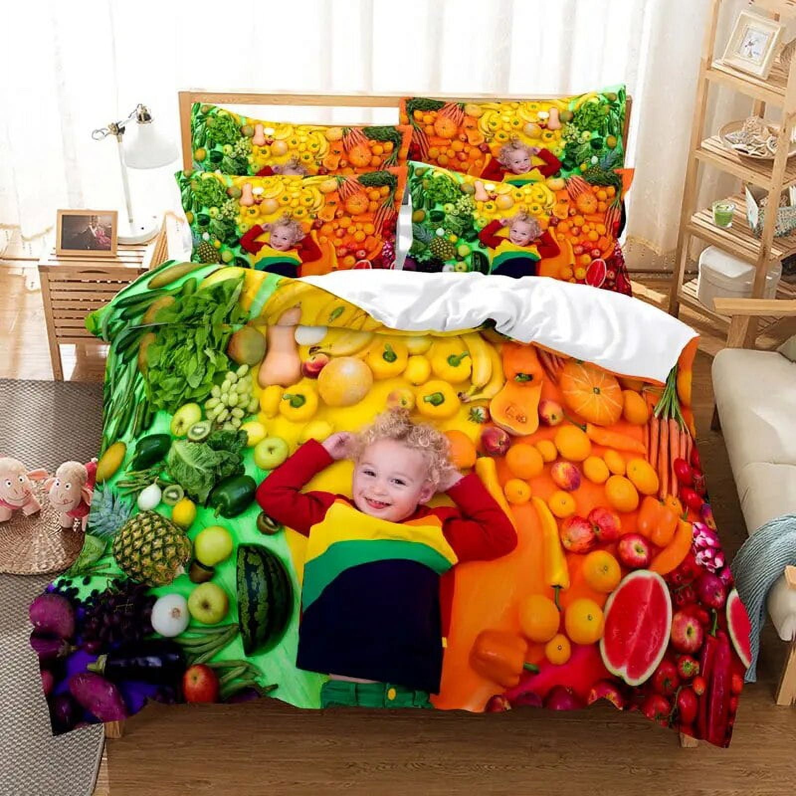 Fruit Duvet Cover Set 3D Print Fresh Lemon Orange Strawberry Cherry