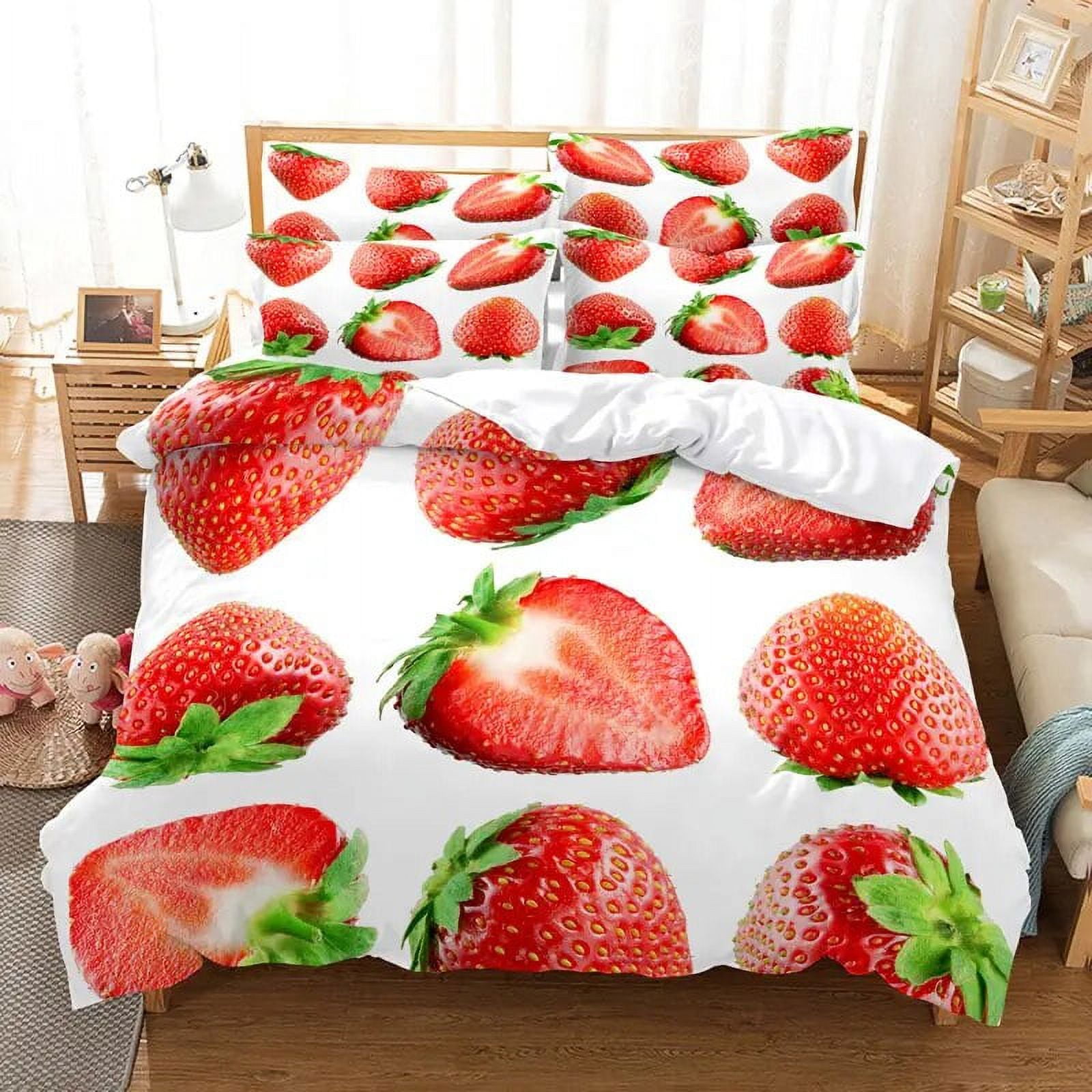 Fruit Duvet Cover Set 3D Print Fresh Lemon Orange Strawberry Cherry