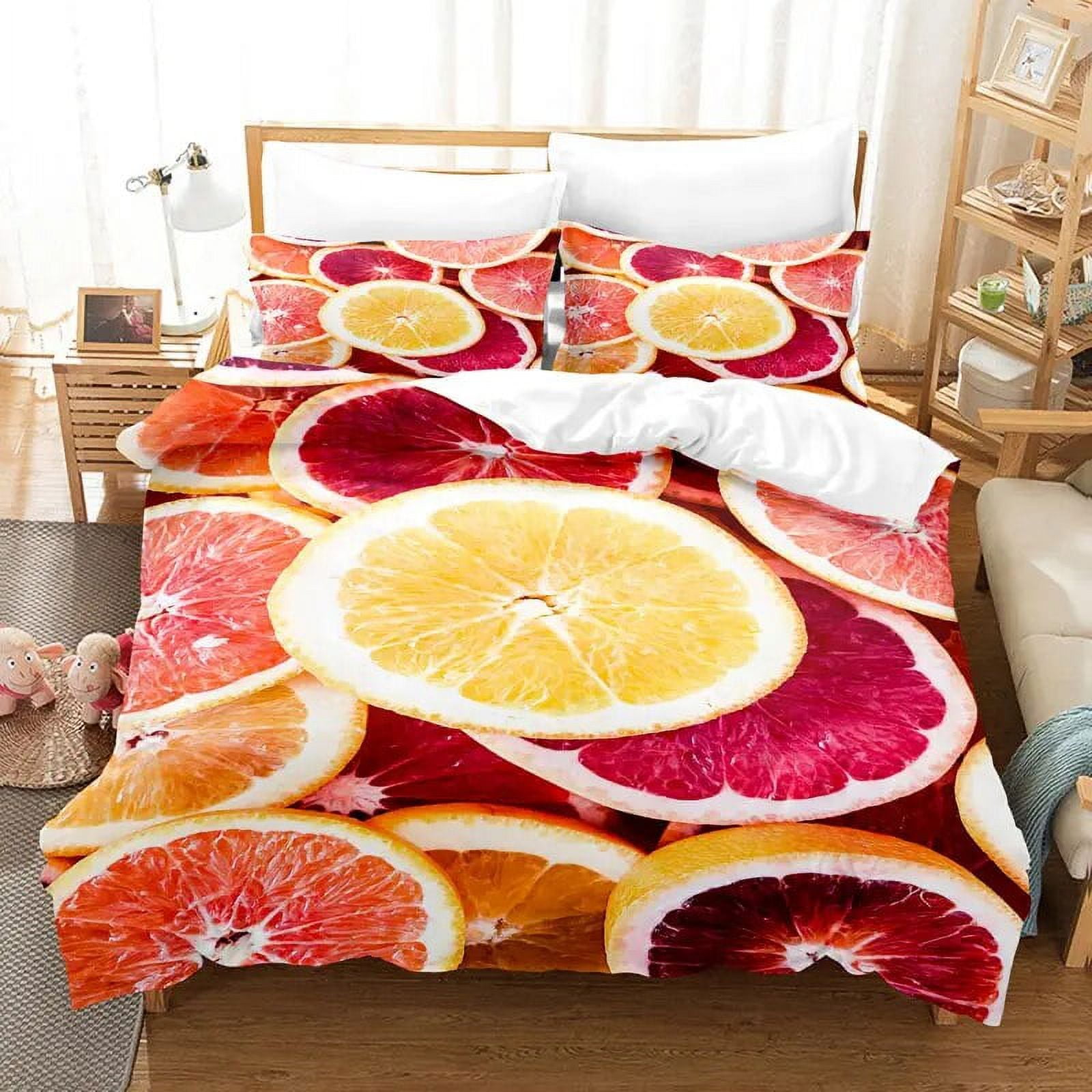 Fruit Duvet Cover Set 3D Print Fresh Lemon Orange Strawberry Cherry