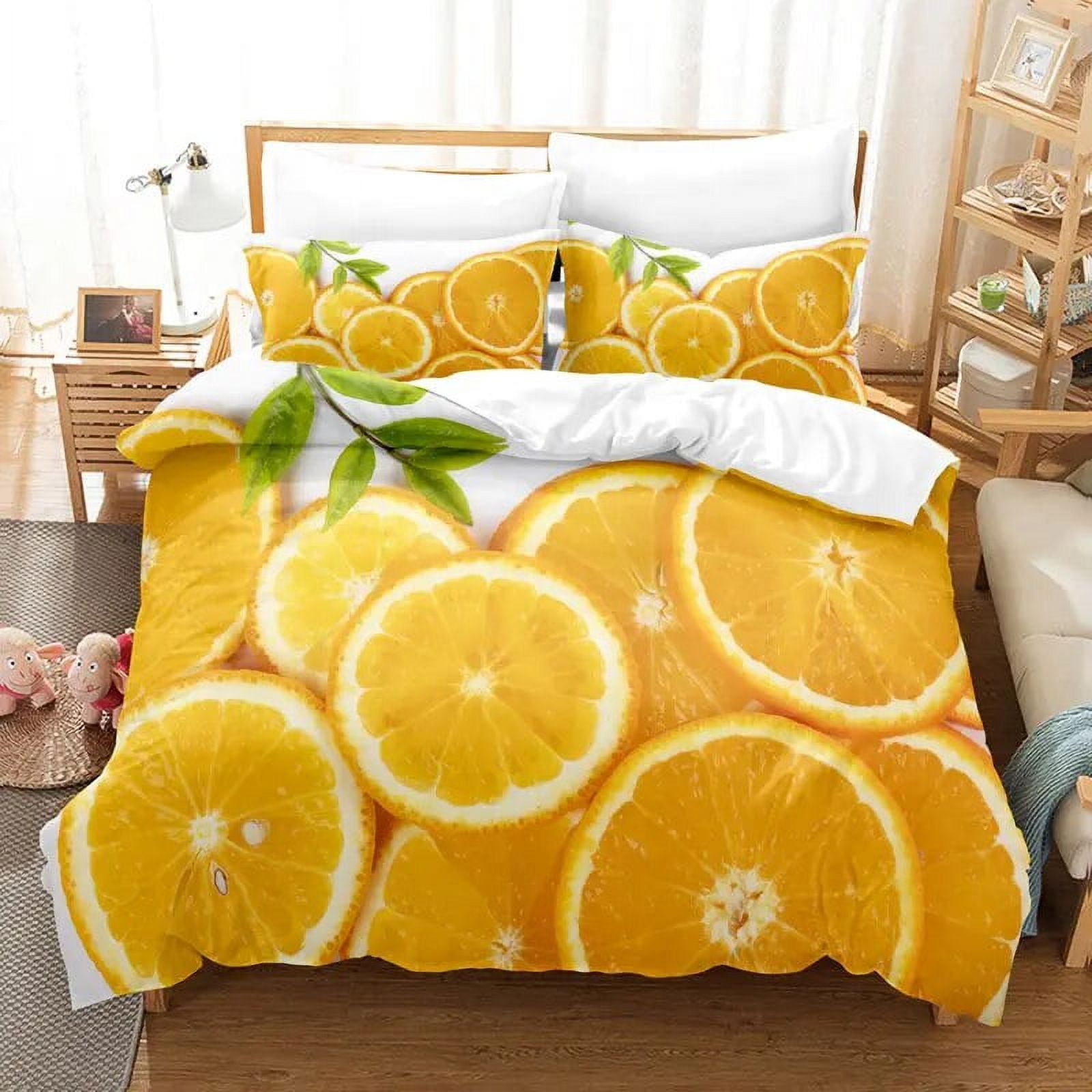 Fruit Duvet Cover Set 3D Print Fresh Lemon Orange Strawberry Cherry