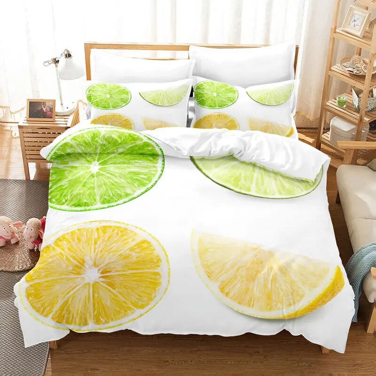 Fruit Duvet Cover Set 3D Print Fresh Lemon Orange Strawberry Cherry