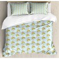 thumbnail image 1 of Fruit Duvet Cover Set, Bananas in Cartoon Style Tropical Healthy Food on Pastel Backdrop, Decorative 3 Piece Bedding Set with 2 Pillow Shams, King Size, Pale Blue Yellow and Cream, by Ambesonne, 1 of 3
