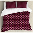 thumbnail image 1 of Fruit Duvet Cover Set, Digitally Generated Sliced Pomegranates with Leaves Polka Dots, Decorative 3 Piece Bedding Set with 2 Pillow Shams, Queen Size, Charcoal Grey Dark Pink, by Ambesonne, 1 of 3
