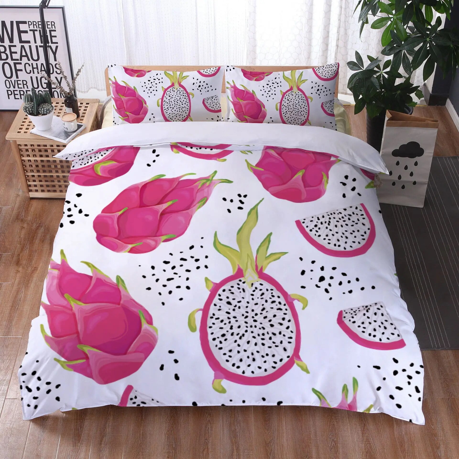 Fruit Duvet Cover Set Lightweight Brushed Microfiber Fruit Bedding Set