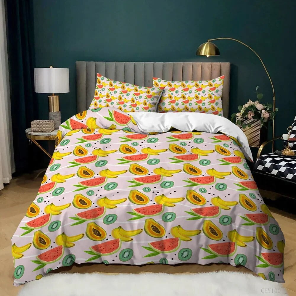 Fruit Duvet Cover Set Orange Bedding Set for Teens Girls Women Cute