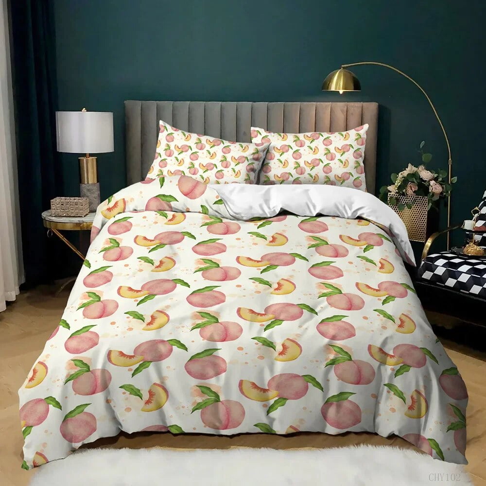 Fruit Duvet Cover Set Orange Bedding Set for Teens Girls Women Cute