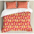 thumbnail image 1 of Fruit Duvet Cover Set, Repeating Fresh Raw Slices Healthy Pears in Pastel Tones Pattern, Decorative 3 Piece Bedding Set with 2 Pillow Shams, King Size, Dark Coral Pale Orange, by Ambesonne, 1 of 3