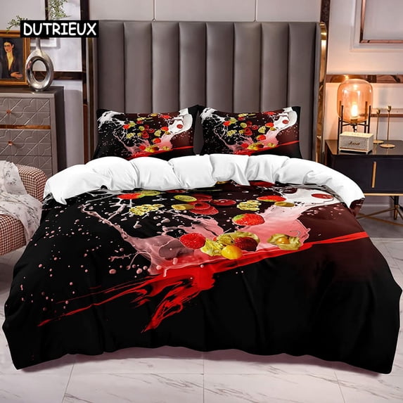 Fruit Duvet Cover Set Size Microfiber Watermelon Banana Pineapple Print Bedding Set Cartton Theme