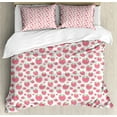 thumbnail image 1 of Fruit Duvet Cover Set, Summer Design Pattern with Raspberries, Decorative 3 Piece Bedding Set with 2 Pillow Shams, Queen Size, Dark Coral Fern Green, by Ambesonne, 1 of 3