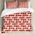 thumbnail image 1 of Fruit Duvet Cover Set, Vintage Art Style Inspired Whole and Half Sliced Apples Illustration, Decorative 3 Piece Bedding Set with 2 Pillow Shams, Queen Size, Pale Eggshell Multicolor, by Ambesonne, 1 of 3