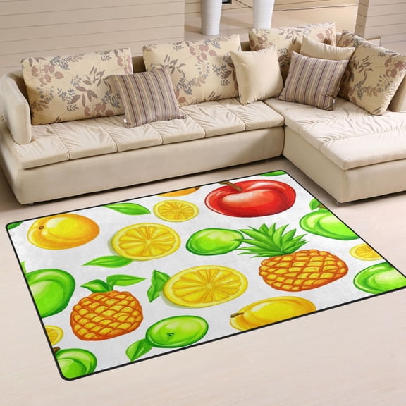 Fruit Element Pattern Soft Polyester Area Rug 31''x20'', Non Slip, Memory Foam, Water Absorbent