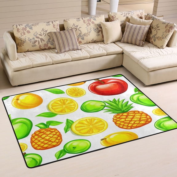 Fruit Element Pattern Soft Polyester Area Rug 36''x24'', Non Slip, Memory Foam, Water Absorbent