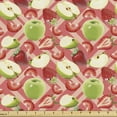 thumbnail image 1 of Ambesonne Fruit Fabric by the Yard Upholstery, Apples and Strawberries Image, 10 Yards, Coral Multicolor, 1 of 5