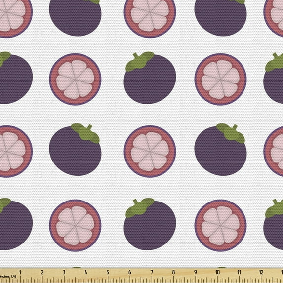 Fruit Fabric by the Yard, Healty Halved Berries Pattern in Repeating Design Natural Art, Decorative Upholstery Fabric for Sofas and Home Accents, Plum Rose by Ambesonne