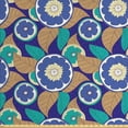thumbnail image 1 of Ambesonne Fruit Fabric by the Yard Upholstery, Multicolored Lemons and Leafs, 3 Yards, Indigo Dark Seafoam Camel, 1 of 4