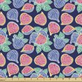 thumbnail image 1 of Ambesonne Fruit Fabric by the Yard Upholstery, Ripe Figs and Leaves Motif, 3 Yards, Dark Blue Multicolor, 1 of 5