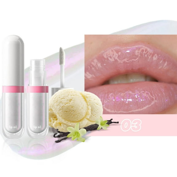 Fruit Flavored Lip Oil, Summer Lip Gloss, Dopamine Color Lip Shine Moisturizing Non-Greasy formula, Long-Lasting Hydration Lightweight Texture Portable Mini Brush Application