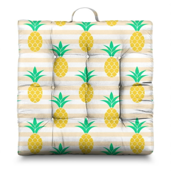 Fruit Floor Pillow – Large 22x22 Inch Boho Cushion, Pineapple Pattern, Dutch Velvet Seat for Meditation, Yoga & Home Decor (Summer Aesthetic)