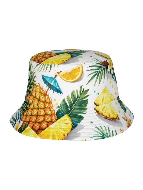 Fruit Floral Tropical Pineapple Fisherman's Hat Casual and Breathable Sun Hat for Men and Women