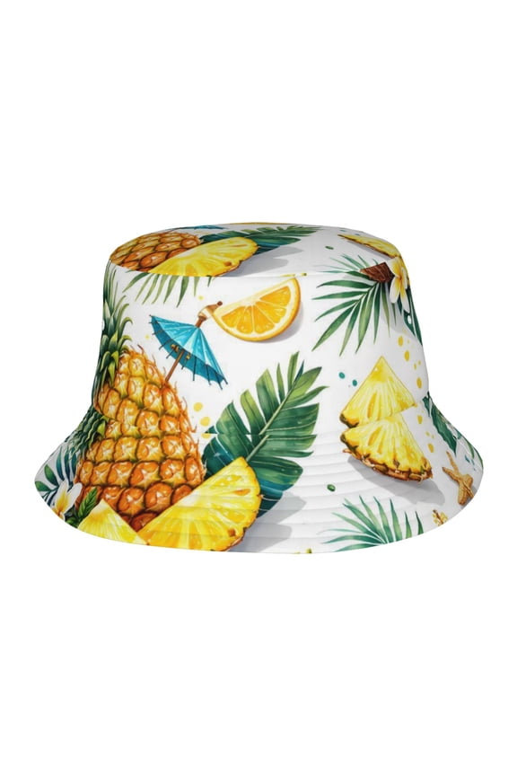 Fruit Floral Tropical Pineapple Fisherman's Hat Casual and Breathable Sun Hat for Men and Women