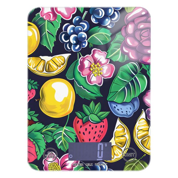 Fruit Flowers Leaves Food Scale Digital Kitchen Scale Waterproof Tempered Glass Tare Function 11 lb for Baking Cooking Meal Prep