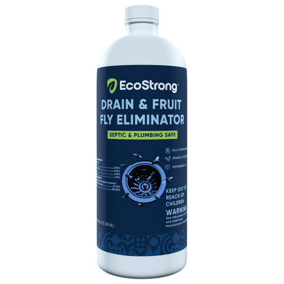 EcoStrong Fruit Fly Drain Treatment, Eliminates Drain Flies, Gnats, Sewer Flies, 32 oz