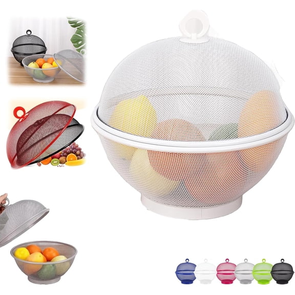 Fruit Fly Proof Fruit Bowl, Large Capacity Mesh Fruit Basket with Lid, Fruit Fly Proof Bowl, Fruit Cover Against Fruit Flies, Keep Freshness In & Bugs Out,White