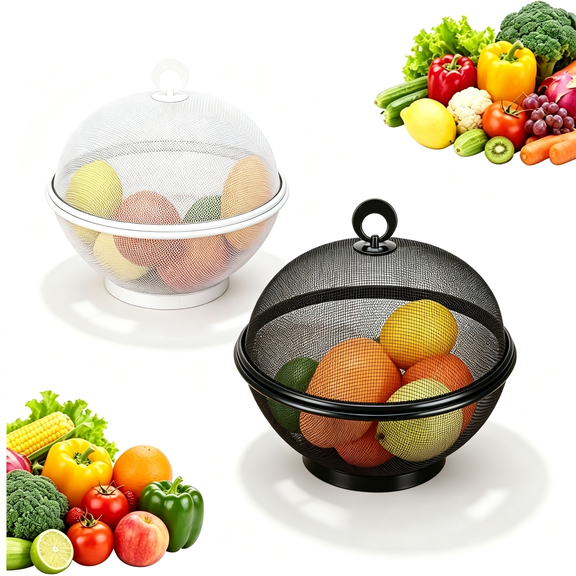 Fruit Fly Proof Fruit Bowl,Mesh Fruit Basket with Lid,Multifunctional Kitchen Produce Organizer,Fruit Fly Proof Kitchen Counter Storage Basket ,arge Capacity