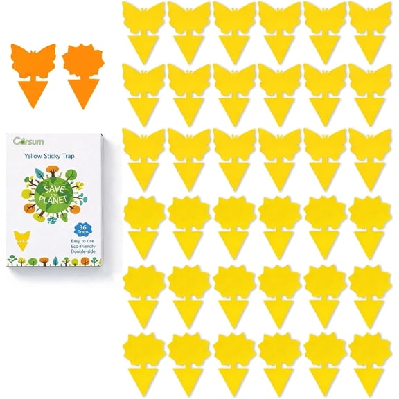 Fruit Fly Sticky Trap for Indoor and Outdoor, 36 Pack Fungus Gnat Killer Houseplant,Mosquitos, Flying Insect, White Flies