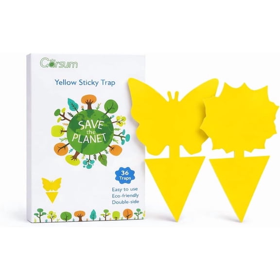 Fruit Fly Sticky Trap for Indoor and Outdoor, 36 Pack Fungus Gnat Killer for Houseplant,Mosquitos, Flying Insect, White Flies